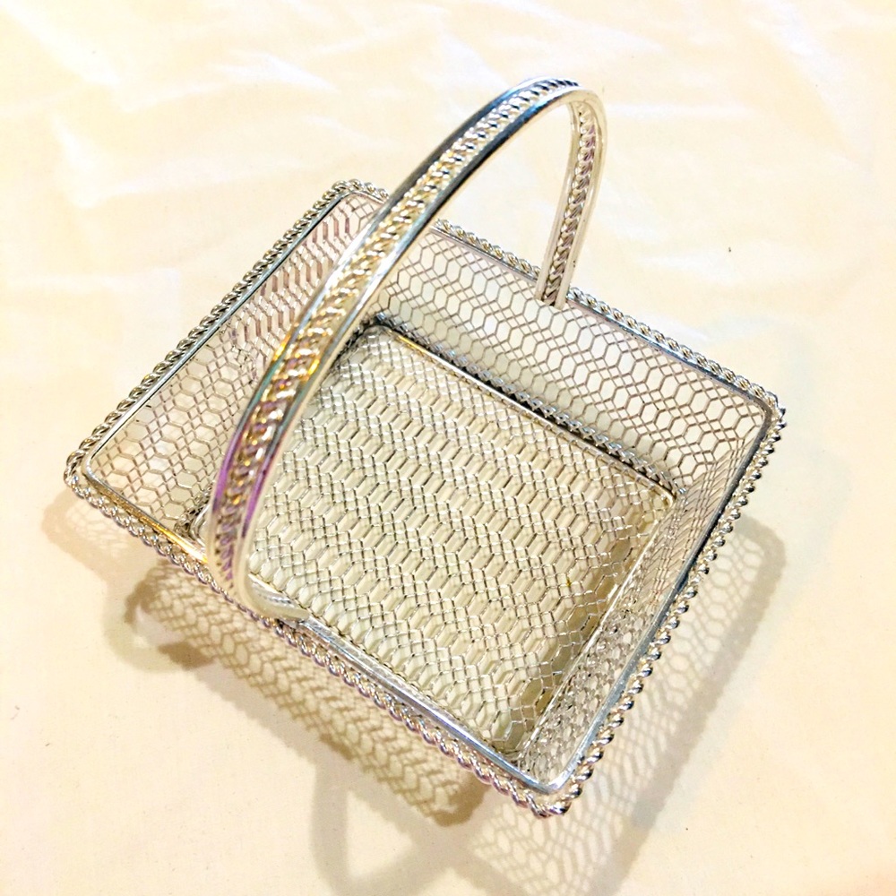 NWT Silver Metal Basket for Home Decor